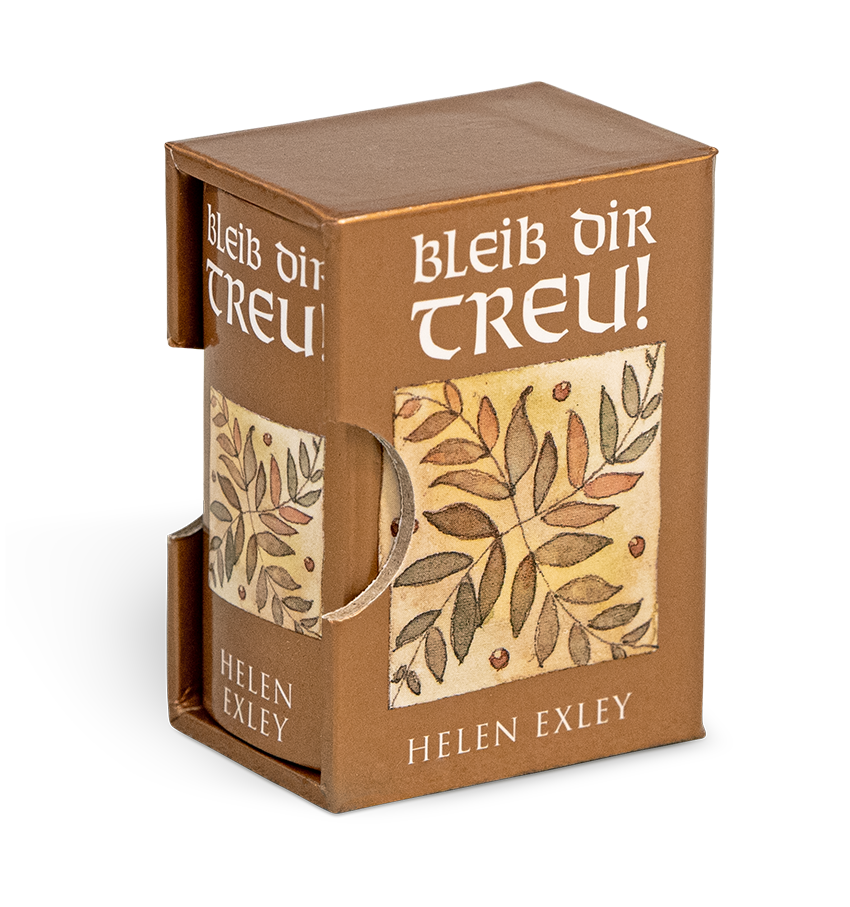 Bleib dir treu Geschenkbuch Handgefertigtes Miniaturbuch Schuber Vorderseite EDITION XXS Onlineshop