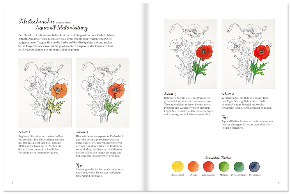 Blumen-Malbuch Malbuch Zeichnen Pflanzen Leseprobe S6–7 Tosa Onlineshop