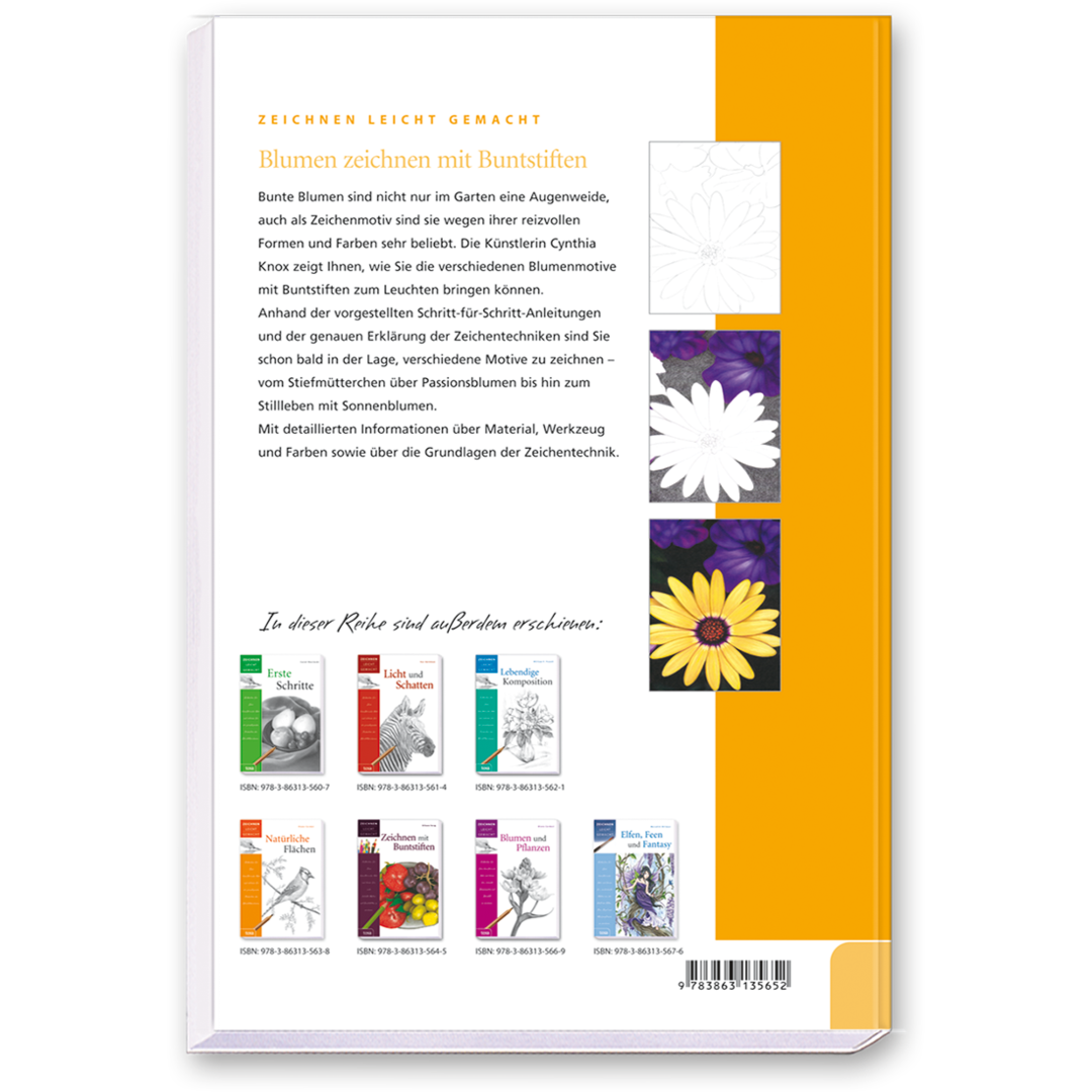 Blumen zeichnen mit Buntstiften Malbuch Zeichnen Cover Buch Rückseite Tosa Onlineshop