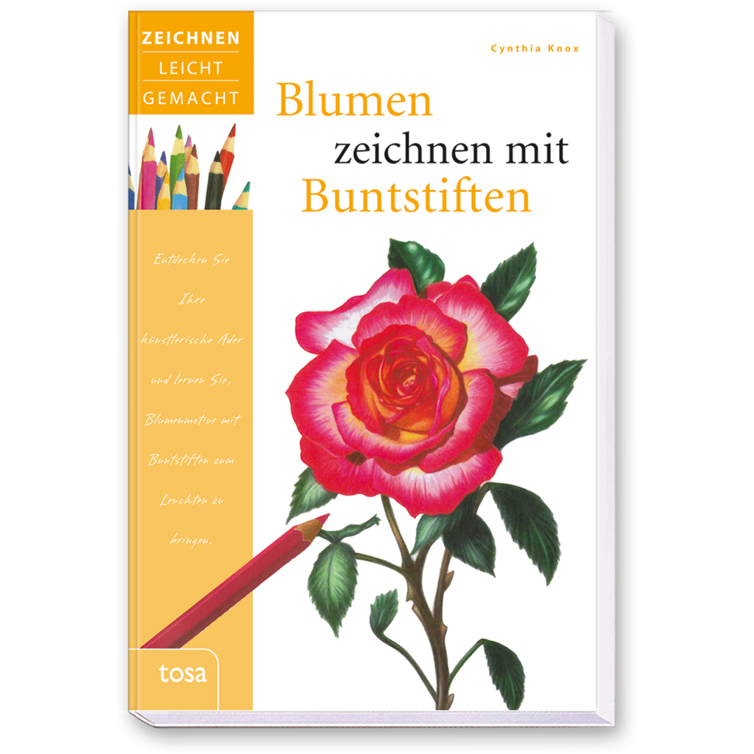 Blumen zeichnen mit Buntstiften Malbuch Zeichnen Cover Buch Vorderseite Tosa Onlineshop