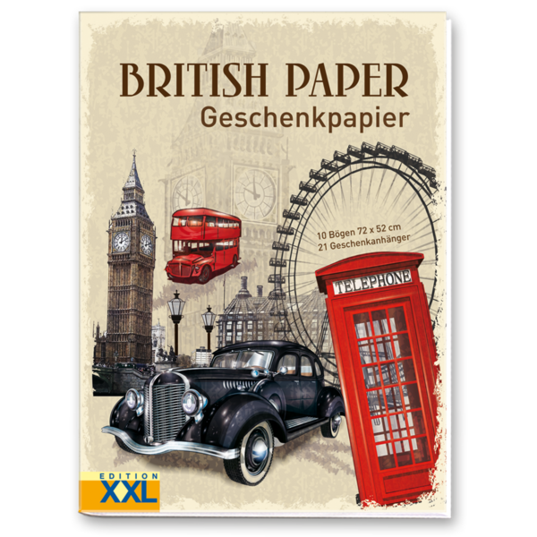 British Paper englisches Geschenkpapier online kaufen Cover Vorderseite EDITION XXL Onlineshop