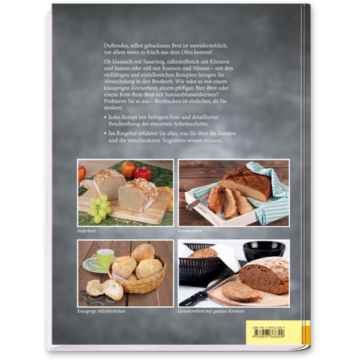 Brot backen Brotbackbuch brot selber backen mit Brotrezepten Cover Rückseite Edition XXL Onlineshop