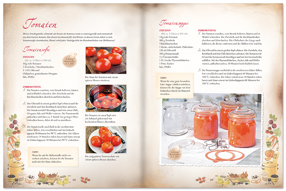 Buch Einmachen ohne Schickschnack Kochbuch Ratgeber mit Rezepte Leseprobe S68-69 Edition XXL Onlineshop