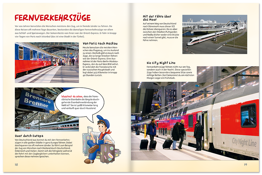Buch Eisenbahn Kinderbuch Lerne die Geschichte der Eisenbahn kennen Leseprobe S18-19 Edition XXL Onlineshop