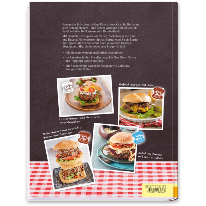 Burger Kochbuch die besten Burger Rezepte zum selber machen Cover Rückseite Edition XXL Onlineshop