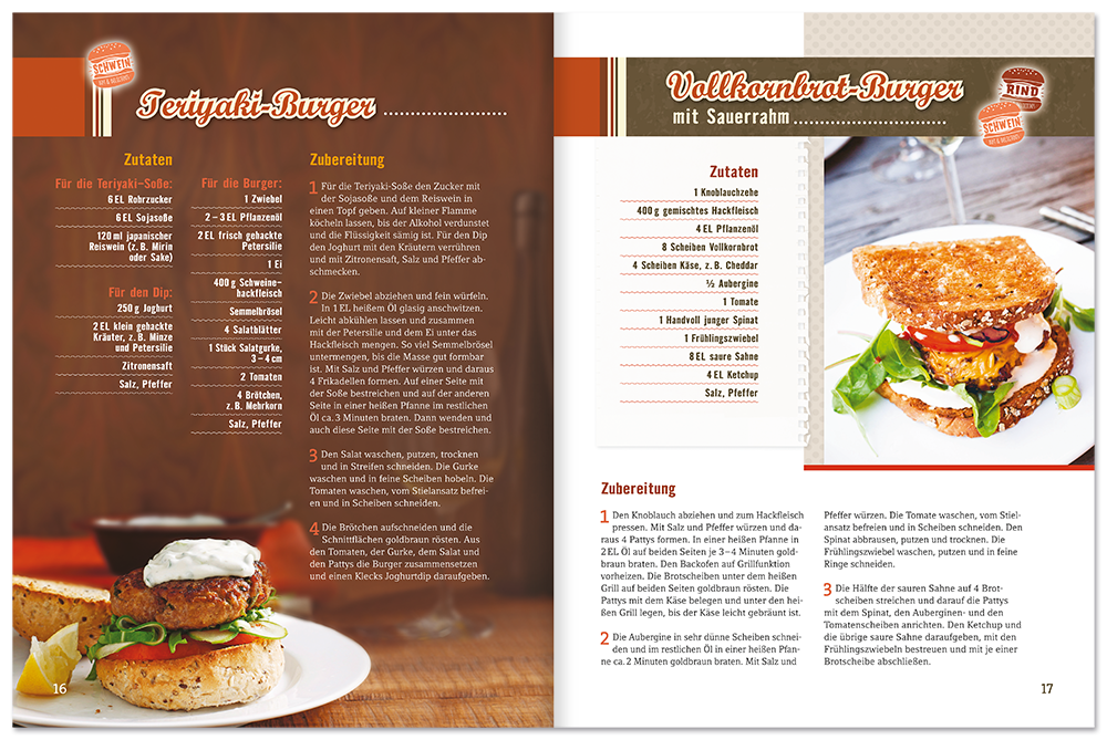 Burger Kochbuch die besten Burger Rezepte zum selber machen Leseprobe S16-17 Edition XXL Onlineshop