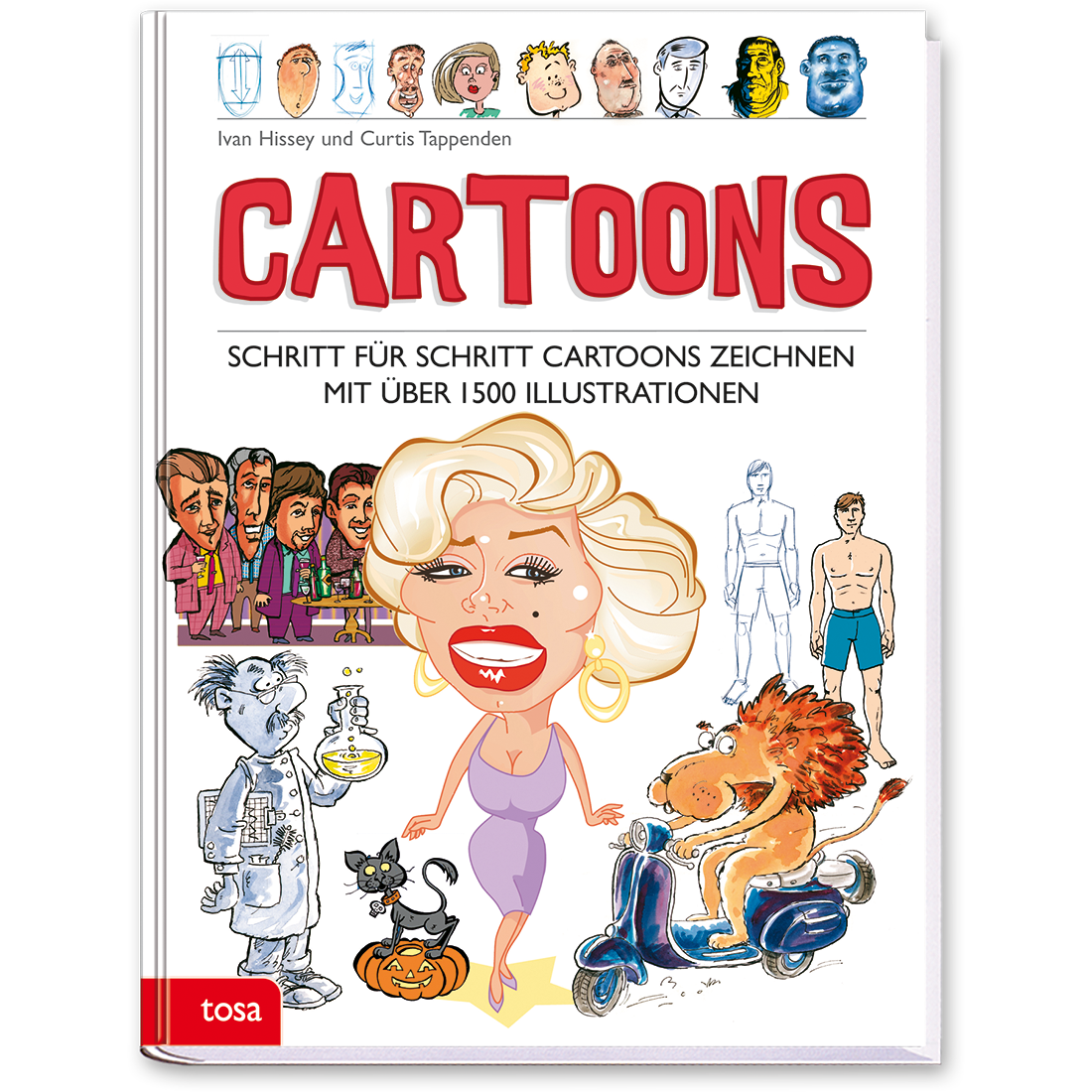 Cartoons Malbuch Comics zeichnen Karikaturen Schritt-für-Schritt Cover Buch Vorderseite Tosa Onlineshop