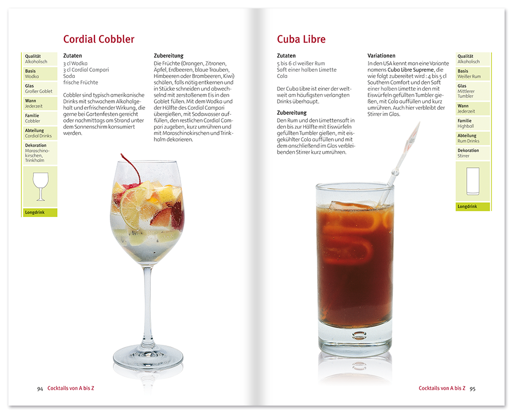 Cocktails Kochbuch Cocktails mixen Getränke Leseprobe S94–95 Neuer Kaiser Verlag Onlineshop