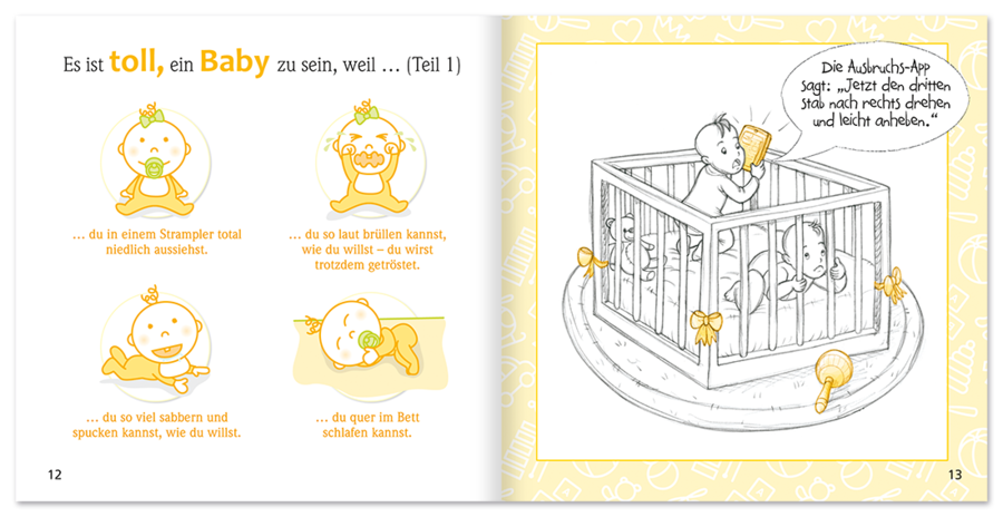 Das Baby Geschenkbuch Lustiges Geschenkbuch Baby Leseprobe S12-13 TOMUS Verlag Onlineshop