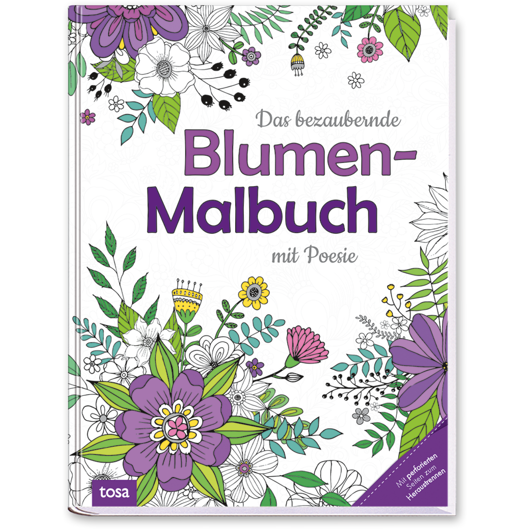 Das bezaubernde Blumen-Malbuch Malbuch Malvorlagen Blumenmotive Cover Buch Vorderseite Tosa Onlineshop