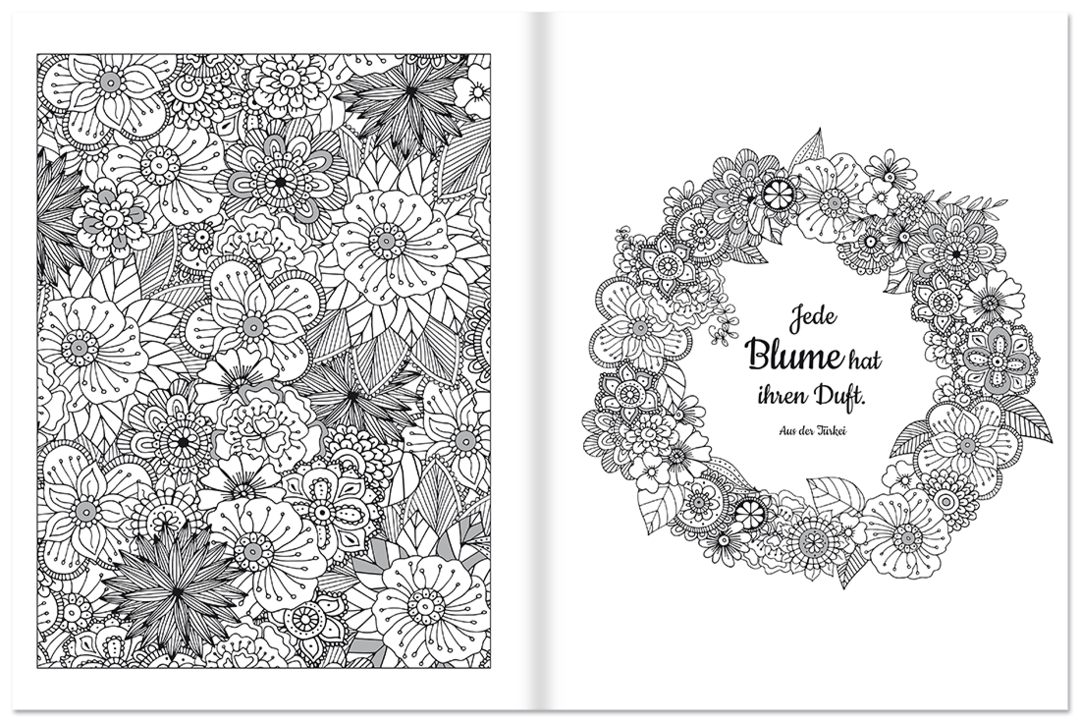 Das bezaubernde Blumen-Malbuch Malbuch Malvorlagen Blumenmotive Leseprobe S12-13 Tosa Onlineshop