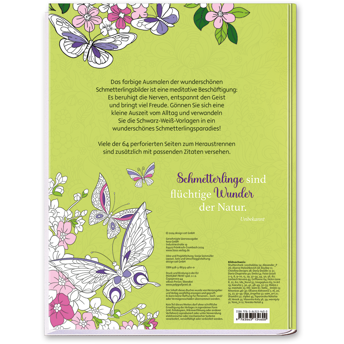 Das bezaubernde Schmetterlinge Malbuch mit Poesie Cover Rückseite