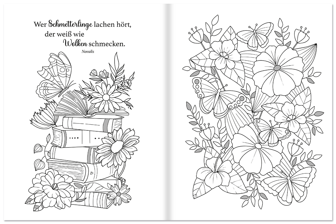 Das bezaubernde Schmetterlinge Malbuch mit Poesie Innenseite 1