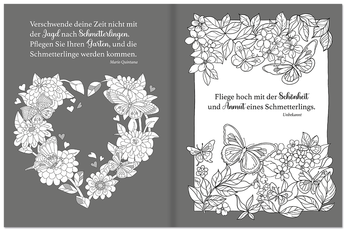Das bezaubernde Schmetterlinge Malbuch mit Poesie Innenseite 2
