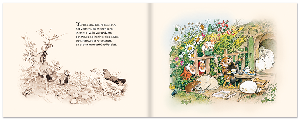 Das Blumenelfchen Nostalgie Bilderbuch Fritz Baumgarten Leseprobe S10–11 Titania Verlag Onlineshop