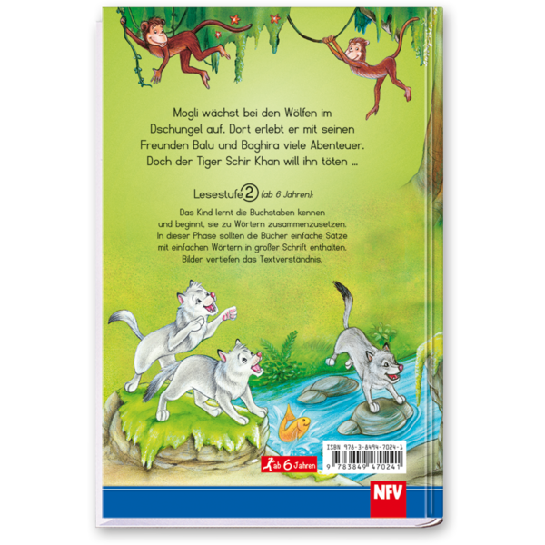 Das Dschungelbuch Kinderbuch Lesen lernen Große Schrift Cover Buch Rückseite Neuer Favorit Verlag Onlineshop