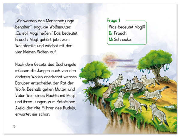 Das Dschungelbuch Kinderbuch Lesen lernen Große Schrift Leseprobe S10–11 Neuer Favorit Verlag Onlineshop