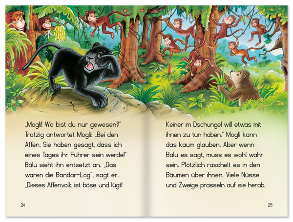 Das Dschungelbuch Kinderbuch Lesen lernen Große Schrift Leseprobe S24–25 Neuer Favorit Verlag Onlineshop