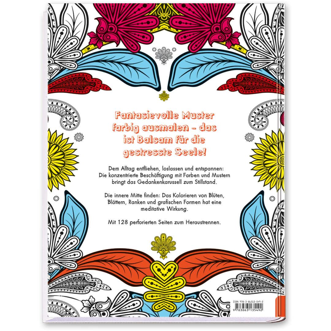 Das Entspannungs-Malbuch für Erwachsene Malbuch Malvorlagen Malen Cover Buch Rückseite Tosa Onlineshop