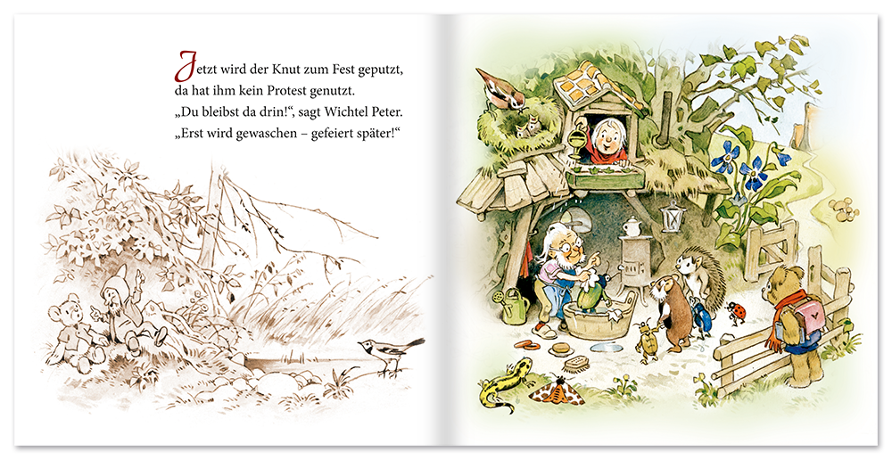 Das Fest im Walde Nostalgie Pappebuch Illustrationen Leseprobe S8–9 Titania Verlag Onlineshop