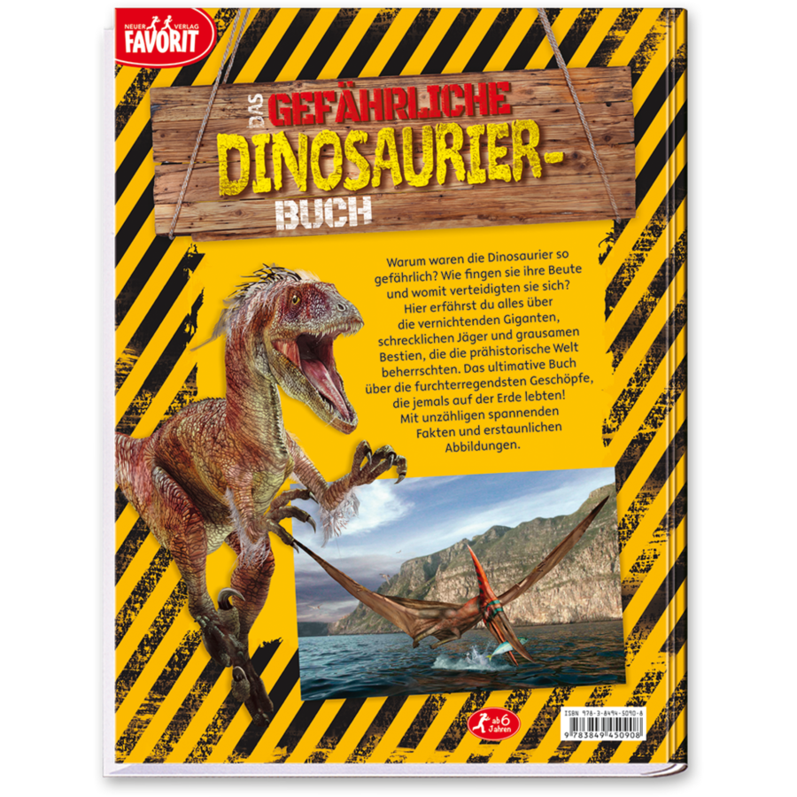 Das gefährliche Dinosaurier-Buch Kinderbuch Lernen Dinos Cover Buch Rückseite Neuer Favorit Verlag Onlineshop