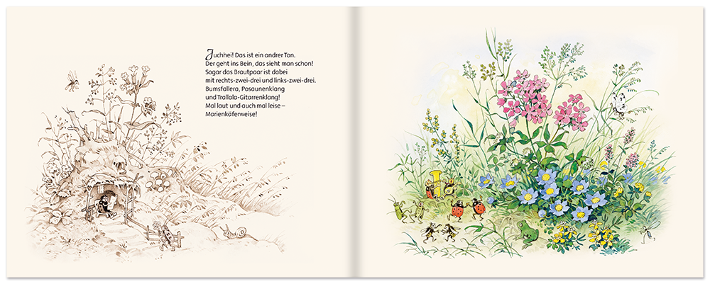 Das Hochzeitsfest im Wiesengrund Nostalgie Bilderbuch Fritz Baumgarten Leseprobe S20–21 Titania Verlag Onlineshop