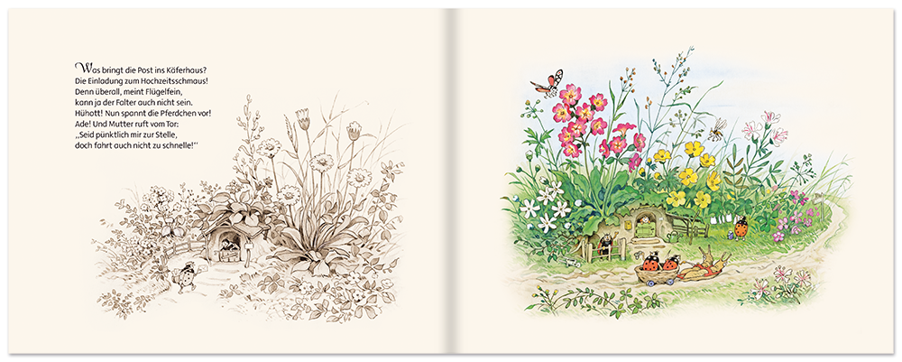 Das Hochzeitsfest im Wiesengrund Nostalgie Bilderbuch Fritz Baumgarten Leseprobe S4–5 Titania Verlag Onlineshop