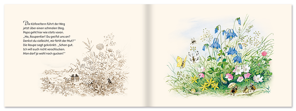 Das Hochzeitsfest im Wiesengrund Nostalgie Mini Bilderbuch Fritz Baumgarten Leseprobe S4–5 Titania Verlag Onlineshop