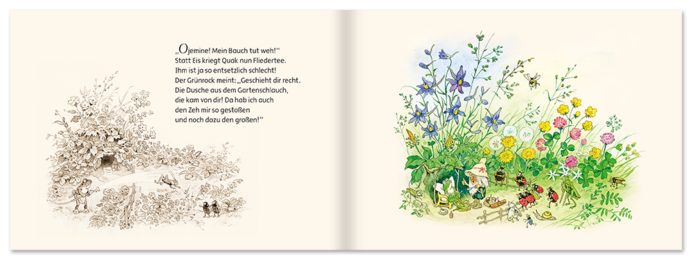 Das Hochzeitsfest im Wiesengrund Nostalgie Mini Bilderbuch Fritz Baumgarten Leseprobe S8–9 Titania Verlag Onlineshop