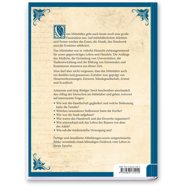 Das Leben im Mittelalter Sachbuch Zeitreise Wissen Cover Buch Rückseite Tosa Onlineshop