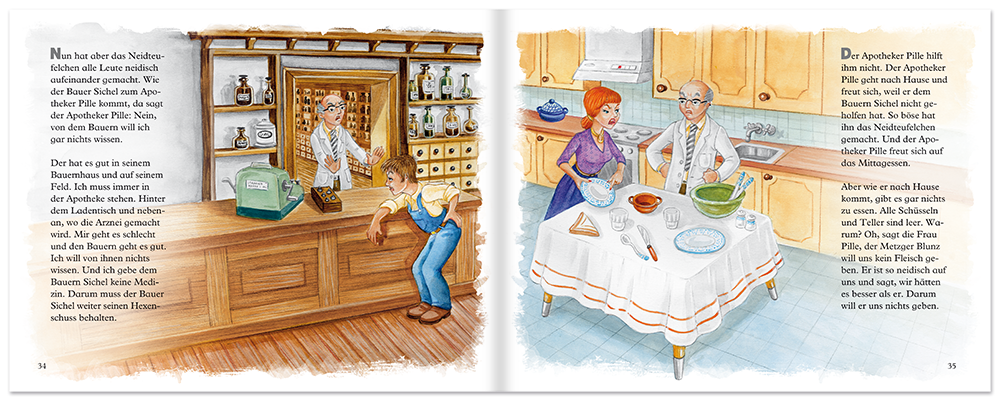 Das Neidteufelchen Nostalgie Bilderbuch Vorlesebuch Leseprobe S34–35 Titania Verlag Onlineshop