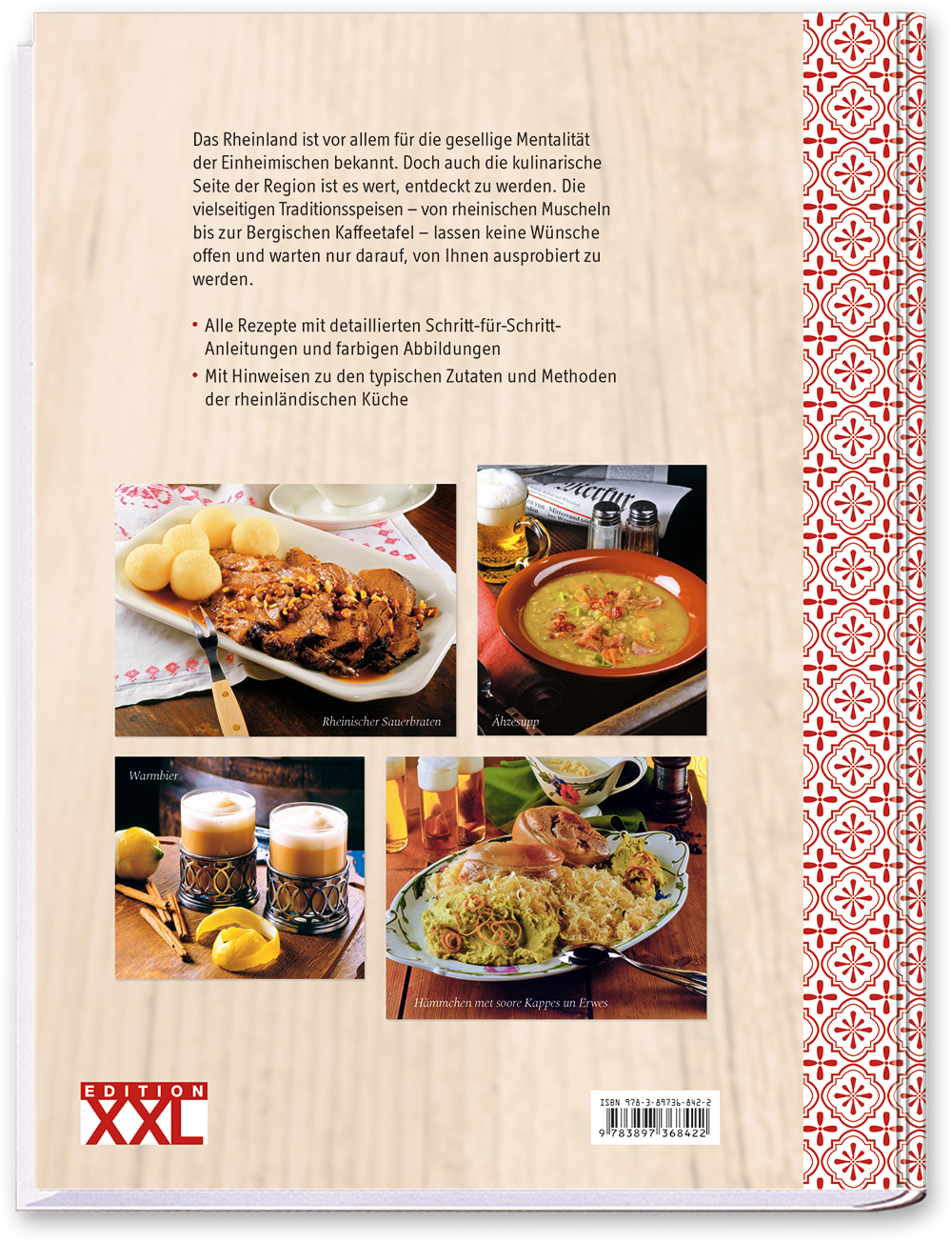 Das Rheinland und seine Küche Kochbuch rheinische Gerichte Rezepte Cover Rückseite Edition XXL Onlineshop
