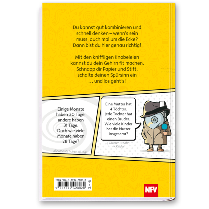 Denksport für Kids Kinderbuch Knobeln Denksportaufgaben Cover Buch Rückseite Neuer Favorit Verlag Onlineshop