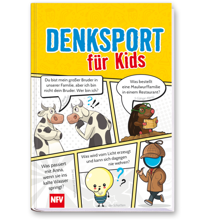 Denksport für Kids Kinderbuch Knobeln Denksportaufgaben Cover Buch Vorderseite Neuer Favorit Verlag Onlineshop