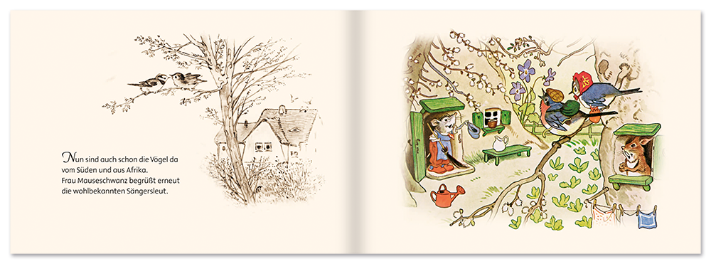 Der Frühling ist da Mini Bilderbuch Fritz Baumgarten Nostalgie Leseprobe S8–9 Titania Verlag Onlineshop