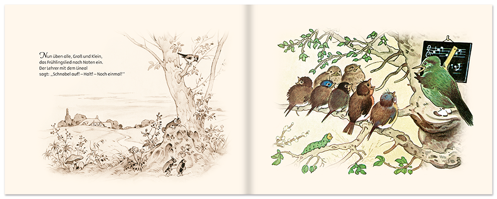 Der Frühling ist das Nostalgie Bilderbuch Fritz Baumgarten Leseprobe S14–15 Titania Verlag Onlineshop