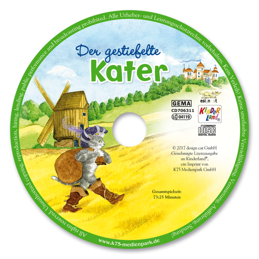Der gestiefelte Kater CD Musik Geschichten Kinder Cover CD-Label K75 Medienpark Onlineshop