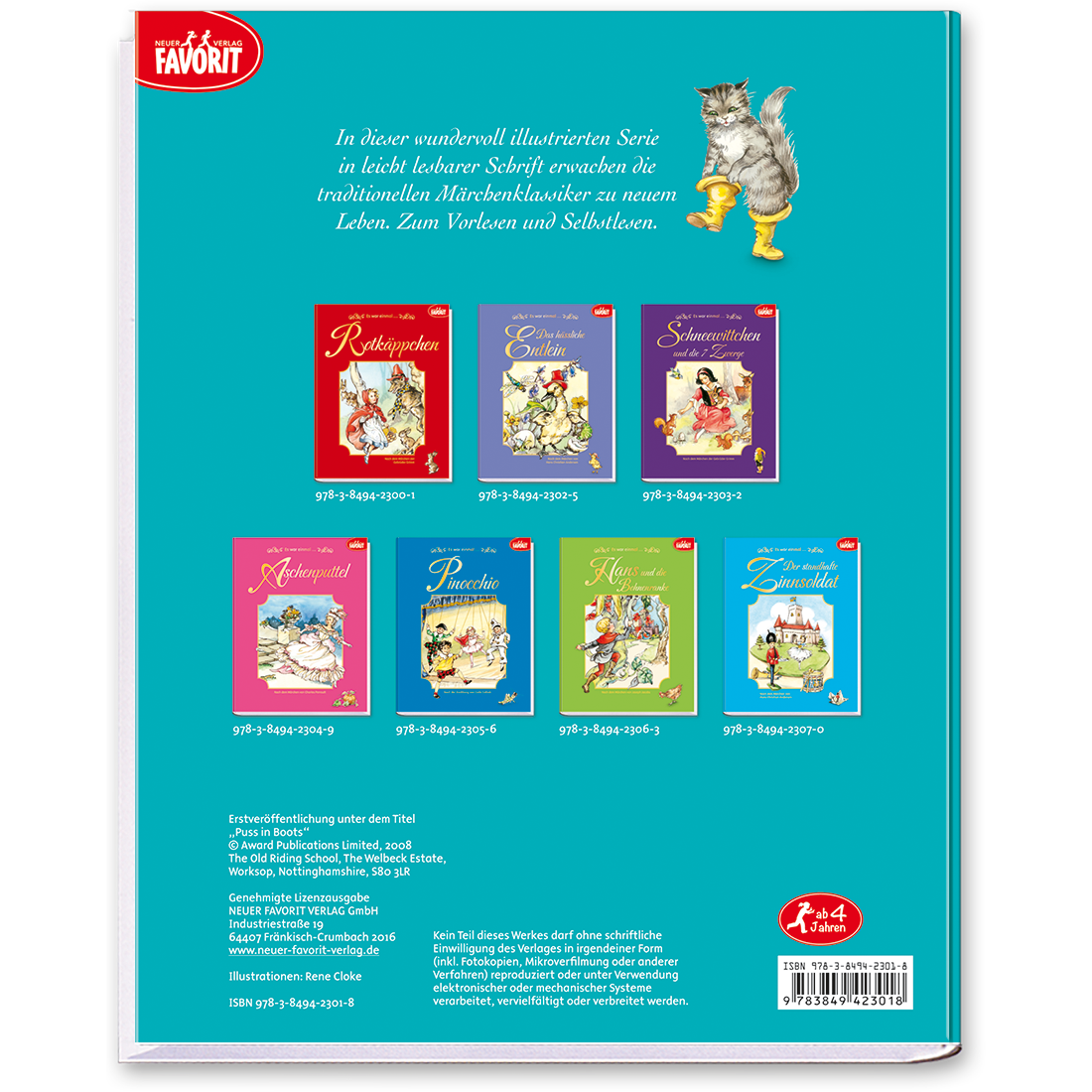 Der gestiefelte Kater Grimms Märchen Kinder Cover Rückseite EDITION XXL Onlineshop