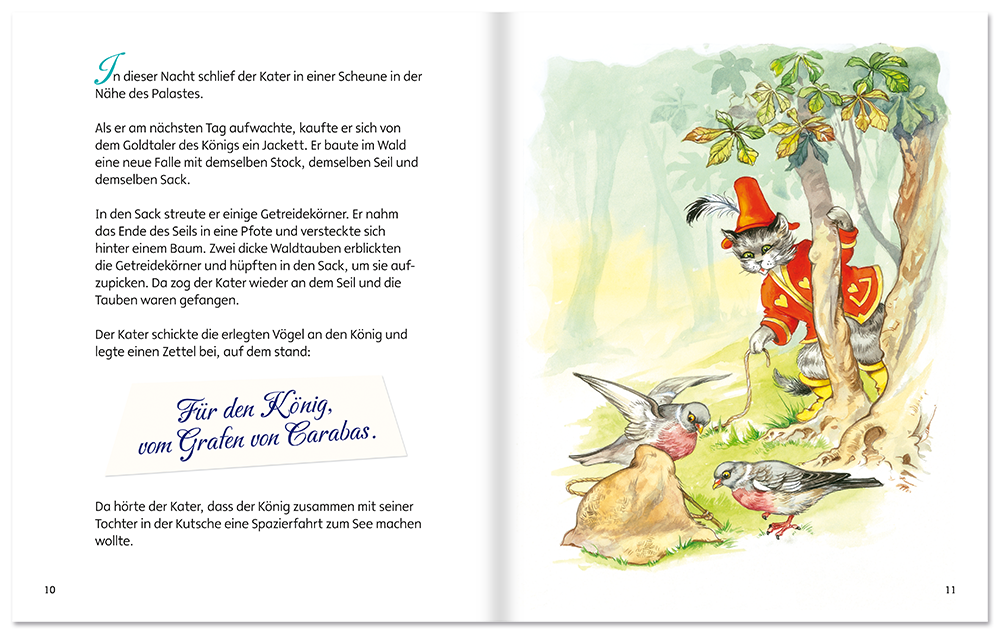 Der gestiefelte Kater Grimms Märchen Kinder Leseprobe S10–11 EDITION XXL Onlineshop