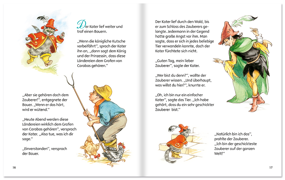 Der gestiefelte Kater Grimms Märchen Kinder Leseprobe S16–17 EDITION XXL Onlineshop