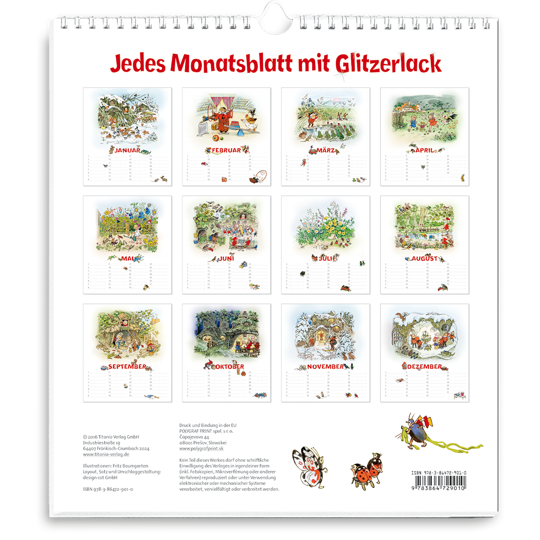 Der immerwährende Geburtstags-Kalender Fritz Baumgarten Cover  Rückseite Titania Verlag Onlineshop