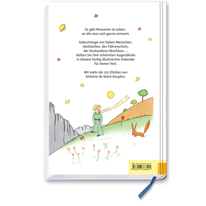 Der kleine Prinz immerwährender Kalender mit Zitaten und Bildern Cover Rückseite Edition XXL Onlineshop