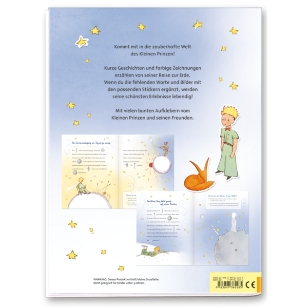 Der kleine Prinz mein Stickerbuch Stickerheft zum einkleben Cover Rückseite Edition XXL Onlineshop