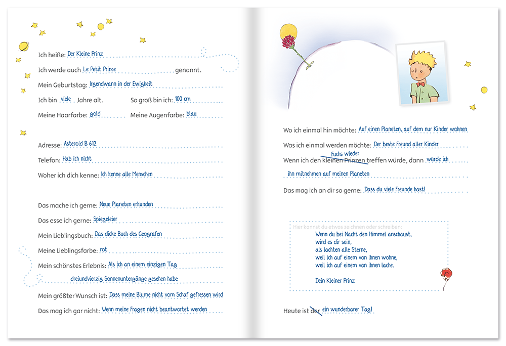 Der kleine Prinz meine Freunde Buch Freundealbum Kinderbuch Leseprobe S54-55 Edition XXL Onlineshop