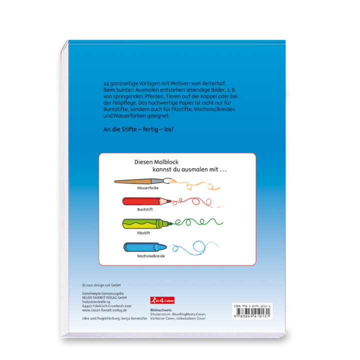 Der Reiterhof Malblock Kinder Pferde Cover Rückseite Neuer Favorit Verlag Onlineshop