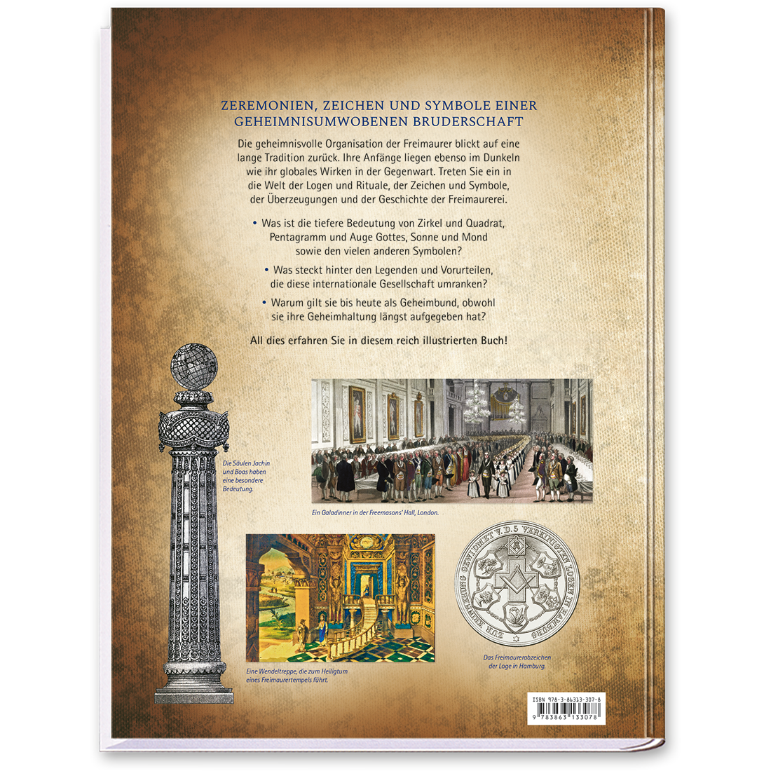 Die Freimaurer Sachbuch Mythen Geheimloge Cover Rückseite Tosa Verlag Onlineshop