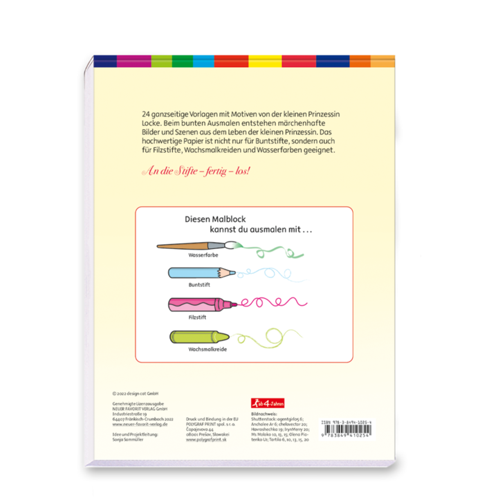 Die kleine Prinzessin Malblock Kinder Schloss Cover Rückseite Neuer Favorit Verlag Onlineshop