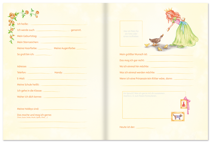 Die kleine Prinzessin – Meine Freunde Freundebuch Kinder Leseprobe S10–11 Neuer Favorit Verlag Onlineshop