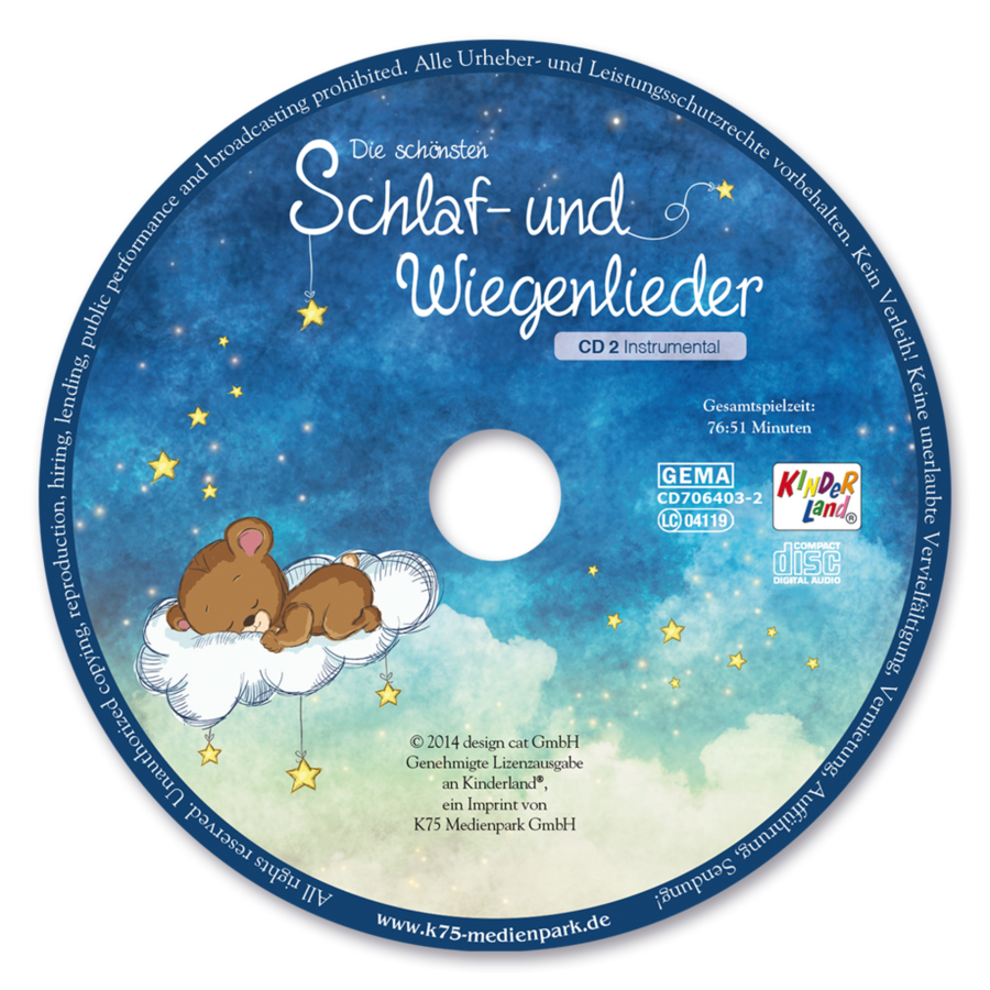 Die schönsten Schlaf-und Wiegenlieder CD Musik für Kinder CD-Label 2 Vorderseite K75 Medienpark Onlineshop