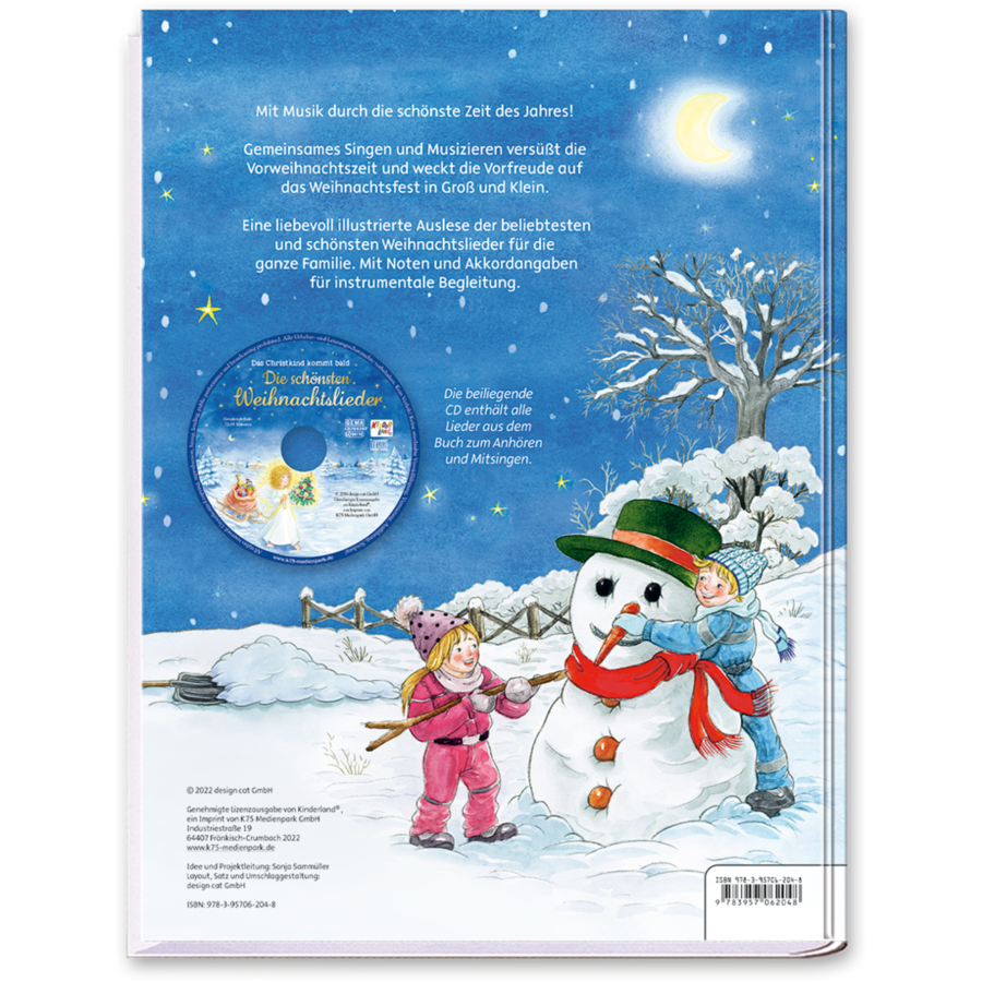 Die schönsten Weihnachtslieder Buch mit CD Kinder Lieder Cover Rückseite K75 Medienpark Onlineshop